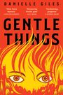 „A daring and devouring Gothic gem.“ Große Augen inmitten von Flammen und gotischen Gebäuden.