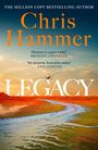 Text: "Chris Hammer", "LEGACY", Zitat von Michael Connelly, Zitat von Ann Cleeves. Wüstenlandschaft mit einem Fluss und Flugzeug.