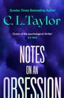 „C. L. Taylor“, „NOTES ON AN OBSESSION“. Violetter Hintergrund mit Nebel oder Wolken-Optik.