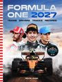 „FORMULA ONE 2027: TEAMS | DRIVERS | TRACKS | RECORDS“ oben. Drei Fahrer und ein Auto. Text: „Bruce Jones“.
