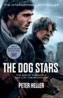 Text: "Peter Heller - The Dog Stars". Flugzeug fliegt über nächtlichen Himmel mit Sternen. Haus in Waldlichtung.