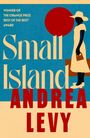 Text: "Winner of the Orange Prize 'Best of the Best' Award", "Small Island", "Andrea Levy". 
Illustration: Frau mit Hut vor rotem Kreis.