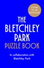Auf blauem Hintergrund steht in weiß und gold: „THE BLETCHLEY PARK PUZZLE BOOK“. Oben rechts ein Kreis mit „COVER TO BE REVEALED“.