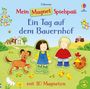 Ein Tag auf dem Bauernhof. Mit 10 Magneten. Zwei Kinder, ein Hund, Hühner, Enten und eine bäuerliche Kulisse.