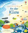 "Guck mal, wer da ist! An der Küste. Mit Klappen und Gucklöchern auf jeder Doppelseite. Illustration: Möwe am Strand."