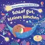 "Mein leuchtendes Gute-Nacht-Buch", "Schlaf gut, kleines Häschen", "mit sanften Lichtern". Illustration: Hase schläft.