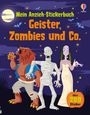 Text: "Mein Anzieh-Stickerbuch Geister, Zombies und Co." "über 200 Sticker". Drei Monsterfiguren, Vollmond, Fledermäuse.