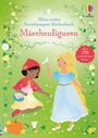 Text: „Mein erstes Anziehpuppen-Stickerbuch Märchenfiguren“, „über 190 wiederablösbare Sticker“. Zwei Märchenfiguren, Blumen.