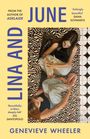 "LINA AND JUNE", "JUNE", "GENEVIEVE WHEELER". Zwei Frauen sitzen gegenüber auf geometrisch gemusterten Flächen.