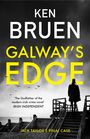 Text: "Ken Bruen, Galway's Edge, Jack Taylor's Final Case." Eine Person steht auf einem Steg mit Blick aufs Meer.