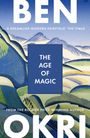 "The Age of Magic" steht in einem blauen Rechteck. Im Hintergrund sind stilisierte blaue und grüne Hügel.