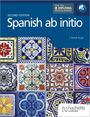 Text: "Second Edition Spanish ab initio J. Rafael Ángel". Bunte Fliesenmuster mit floralen und geometrischen Designs.