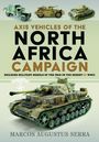 Text: "AXIS VEHICLES OF THE NORTH AFRICA CAMPAIGN." Modellfahrzeuge aus dem Zweiten Weltkrieg, darunter Panzer.