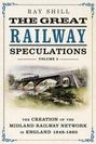 Ray Shill: "The Great Railway Speculations, Volume 2." Illustration einer Bahnstrecke über eine Brücke in England.
