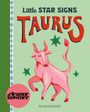 "Little STAR SIGNS TAURUS" und "eleanor bowmer" auf grünem Hintergrund. Illustration eines rosa Bullen mit grünen Sternen.
