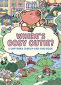 Der Titel lautet: "WHERE'S COSY CUTIE? A CAPYBARA SEARCH-AND-FIND BOOK". Eine Illustration zeigt fröhliche Tiere in einem Park.