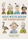 "Men With Birds On Their Heads" von Jonny Fox. Illustration: Köpfe von Männern mit verschiedenen Vögeln darauf.
