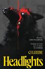 Texte: „Dazzling“ (Josh Malerman). „Gripped me from start to finish“ (V.E. Schwab). CJ Leede „Headlights“. Illustration: Wolfkopf.