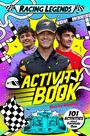 "Racing Legends Activity Book, Maurice Hamilton, 101 Activities about Formula One." Illustration mit drei lächelnden Männern.