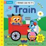 Text: "FREUNDS CAN FIX IT!", "Train", "Pull the tab to open the toolbox!". Ein Fuchs und eine Maus reparieren einen Zug.