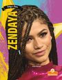 Der Text "ZENDAYA" in großen gelben Buchstaben, darüber "Today's Stars". Gesicht einer Person mit geflochtenem Haar.