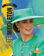Text: "Kate Middleton" und "Today's Stars". Eine Frau in grünem Outfit mit Hut vor abstraktem, gelb-blauem Hintergrund. Logo unten.