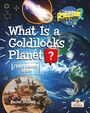 "What Is a Goldilocks Planet? FAQs About Space." Ein Buchcover mit Erde, Komet, Mars-Rover und buntem Start with a Question-Logo.