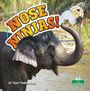 Große, gelbe Schrift "NOSE NINJAS!" Oben spritzt ein Elefant Wasser, mit grünem "Crabtree Seedlings" Logo unten.