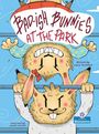 „Bad-ish Bunnies at the Park“ steht oben. Zwei gezeichnete Kaninchen turnen lachend an Stangen.