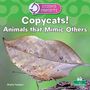 „Copycats! Animals that Mimic Others“ über einem blattähnlichen Insekt auf grünem Hintergrund. Kleines Logo oben.