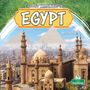 Text: "Life and Traditions in Egypt", "Arthur Yazdani". Vordergrund: Alte Moschee, Hintergrund: Pyramiden und Stadtlandschaft.