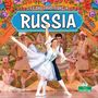 „Life and Traditions in Russia“ steht oben. Zwei Balletttänzer in heller Kleidung sind in einer eleganten Pose.