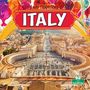 "LIFE AND TRADITIONS IN ITALY." Ansicht von St. Peter's Platz, viele bunte Luftballons oben.