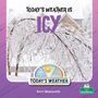 "Today’s weather is icy." Darunter eine winterliche Szene mit vereisten Bäumen. Unten ein Wetter-Logo.