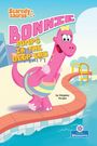 "Scaredy-saurus: Bonnie jumps in the deep end" von Kingsley Troupe. Illustration eines rosa Dinosauriers am Pool.
