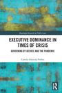 "EXECUTIVE DOMINANCE IN TIMES OF CRISIS" von Camila Almeida Porfiro, blaue und gelbe abstrakte Illustration.