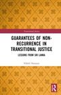 "GUARANTEES OF NON-RECURRENCE IN TRANSITIONAL JUSTICE" steht in großer Schrift. Ein gelbes, gemustertes Hintergrundmuster.