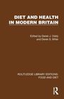 „DIET AND HEALTH IN MODERN BRITAIN“ von Derek J. Oddy und Derek S. Miller, brauner Hintergrund, weißer Text.