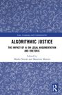 „Algorithmic Justice: The Impact of AI on Legal Argumentation and Rhetoric“. Florales Muster auf blauem Hintergrund.