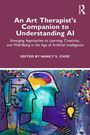 Buchtitel: "An Art Therapist's Companion to Understanding AI". Illustration zweier abstrakter Gesichtsprofile mit Glühbirne.