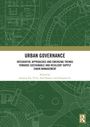 "Urban Governance: Integrative Approaches and Emerging Trends" auf grünem Hintergrund mit architektonischen Linienzeichnungen.