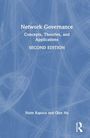 "Network Governance: Concepts, Theories, and Applications, Second Edition." Autoren: Naim Kapucu und Qian Hu. Blaues Hintergrundmuster.