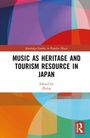 Text: "Music as Heritage and Tourism Resource in Japan. Edited by Philip." Bunte abstrakte Illustration mit geometrischen Formen.