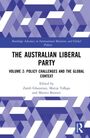 Titel: The Australian Liberal Party, Volume 2: Policy Challenges and the Global Context. Editoren: Zareh Ghazarian, Marija Taflaga, Matteo Bonotti. Abstraktes, geometrisches Muster aus blauen und weißen Formen.
