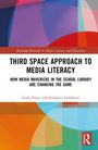 "Third Space Approach to Media Literacy" steht in schwarzem Text auf weißem Hintergrund. Farbige geometrische Formen.