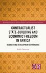 Text: "Contractualist State-Building and Economic Freedom in Africa" von Kaleb Demerew. Hintergrund: Muster auf gelbem Grund.