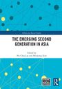 "The Emerging Second Generation in Asia" ist ein Buch. Gelbes und blaues Punkt- und Linienmuster, minimalistisches Design.