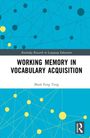 Text: "Working Memory in Vocabulary Acquisition" von Mark Feng Teng. Geometrische Formen auf blauem Hintergrund.