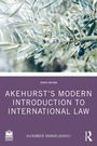 "Tenth Edition: Akehurst’s Modern Introduction to International Law, Alexander Orakhelashvili. Olivenzweige im Hintergrund."