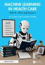 Texte: "Machine Learning in Health Care", Autoren: Uli Schell und Claudia Scherl, Roboter liest ein Buch "Clinical Medicine".